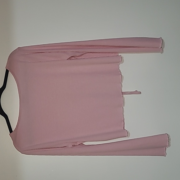 asos cropped flared long sleeve light pink size large - Picture 4 of 4